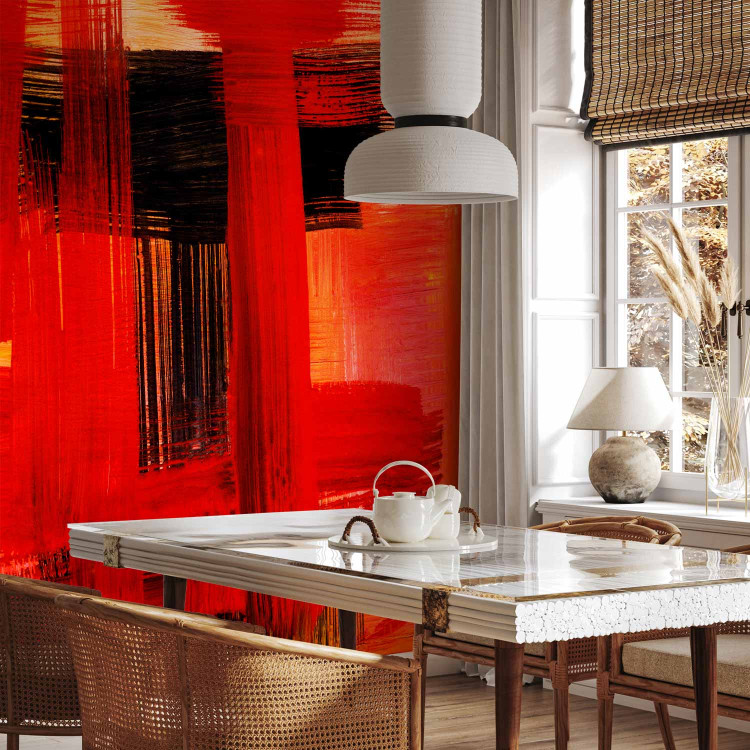Photo Wallpaper Modern expression - painted red and black brushstrokes 90090 additionalImage 7