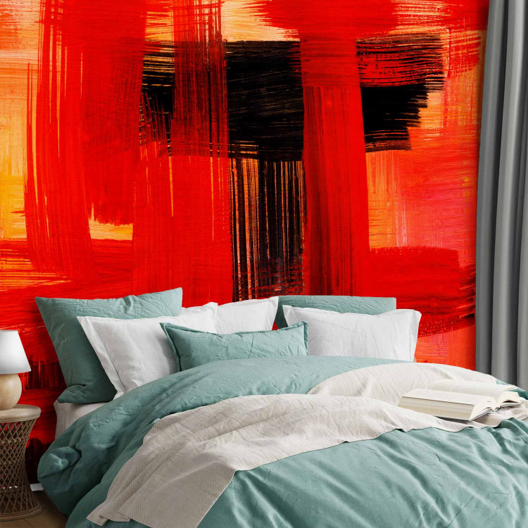 Photo Wallpaper Modern expression - painted red and black brushstrokes 90090 additionalImage 2