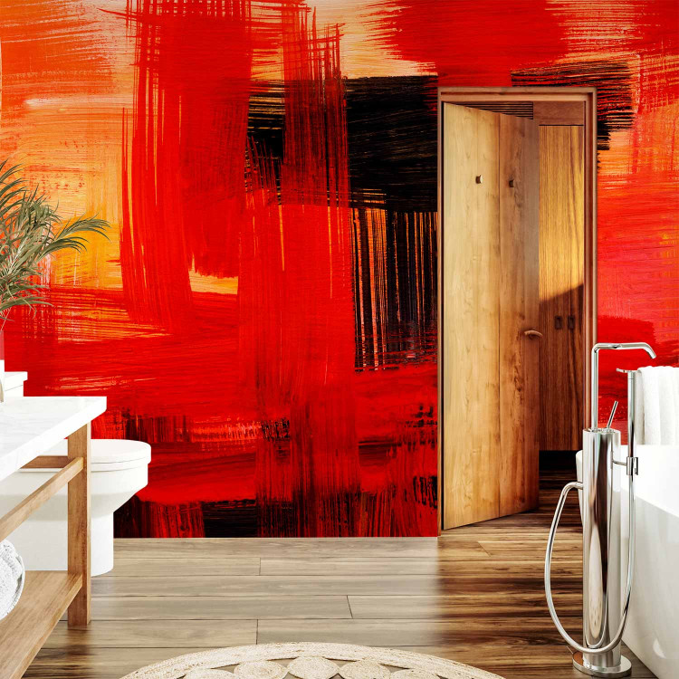 Photo Wallpaper Modern expression - painted red and black brushstrokes 90090 additionalImage 8