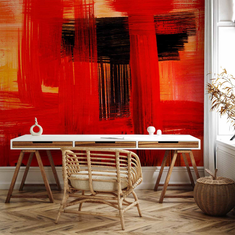 Photo Wallpaper Modern expression - painted red and black brushstrokes 90090 additionalImage 4