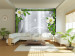 Wall Mural Bamboo and two orchids - floral motif on a background with metallic sheen 96690