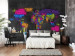Wall Mural World map - outline of the continents with Italian names in the shape of countries 97090