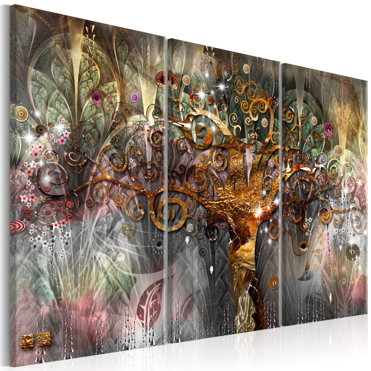 Canvas Print Golden Tree (3-piece) - Secessionist Abstraction with Nature Motif 105601 additionalImage 2