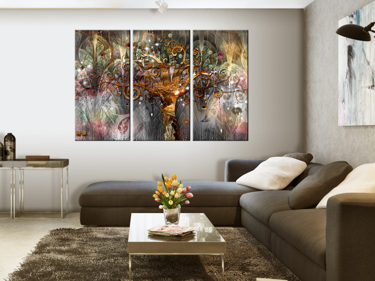Canvas Print Golden Tree (3-piece) - Secessionist Abstraction with Nature Motif 105601 additionalImage 3