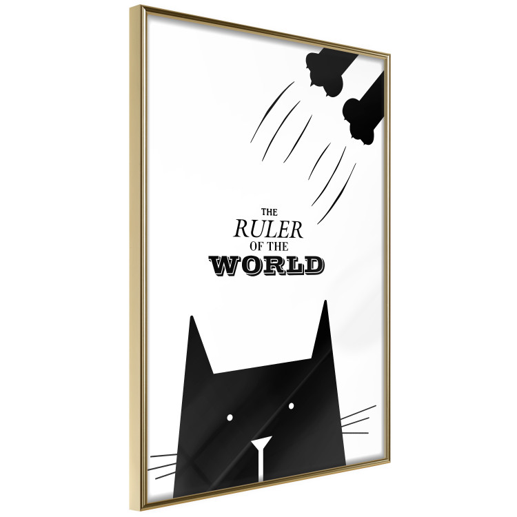 Poster The ruler of the world - black and white composition with a cat and texts 114801 additionalImage 5