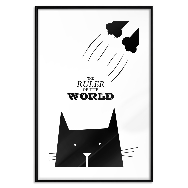 Poster The ruler of the world - black and white composition with a cat and texts 114801 additionalImage 15