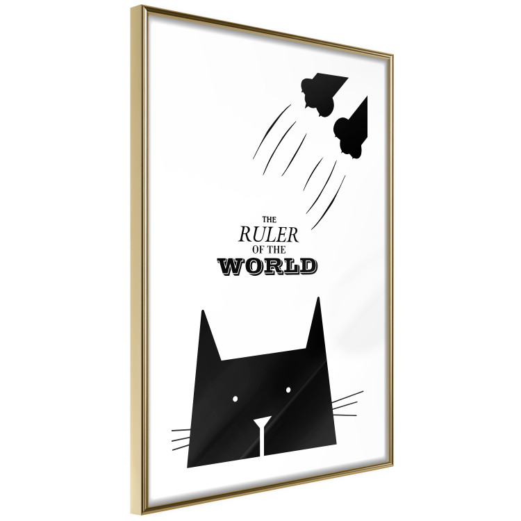 Poster The ruler of the world - black and white composition with a cat and texts 114801 additionalImage 3
