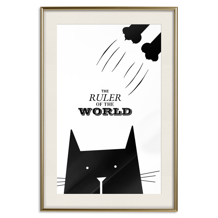 Poster The ruler of the world - black and white composition with a cat and texts 114801 additionalImage 19