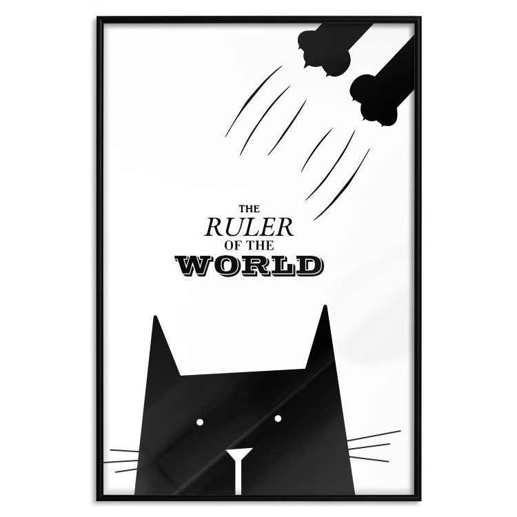 Poster The ruler of the world - black and white composition with a cat and texts 114801 additionalImage 24