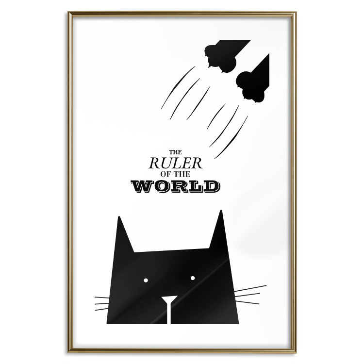Poster The ruler of the world - black and white composition with a cat and texts 114801 additionalImage 16