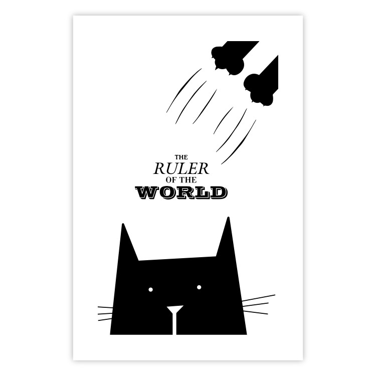 Poster The ruler of the world - black and white composition with a cat and texts 114801 additionalImage 19