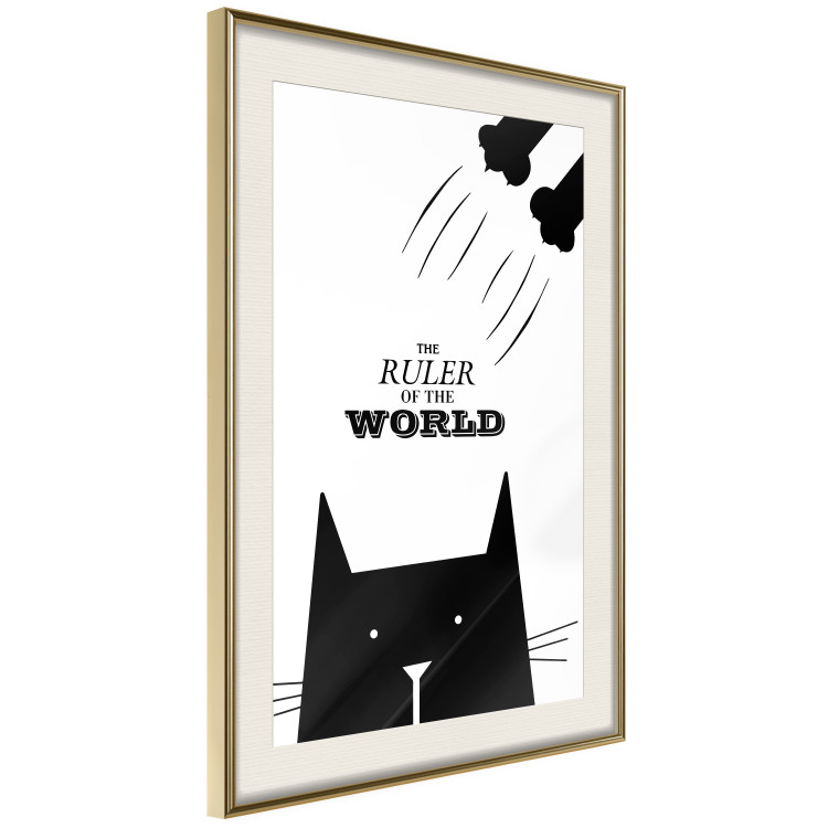 Poster The ruler of the world - black and white composition with a cat and texts 114801 additionalImage 4