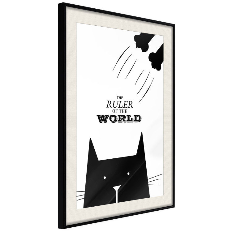 Poster The ruler of the world - black and white composition with a cat and texts 114801 additionalImage 3