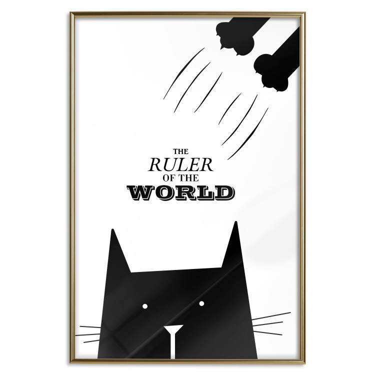 Poster The ruler of the world - black and white composition with a cat and texts 114801 additionalImage 20