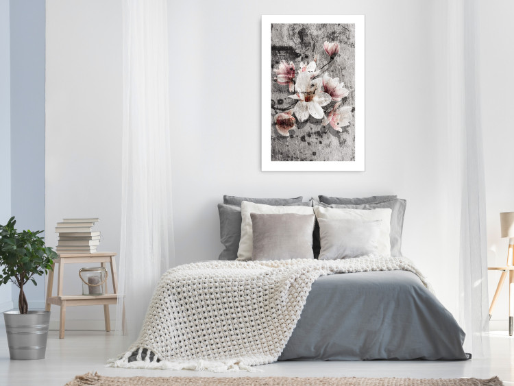 Poster Magnolias - composition with a textured surface with light pink flowers 115201 additionalImage 4