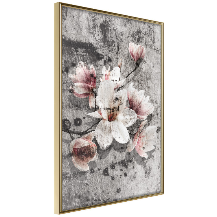 Poster Magnolias - composition with a textured surface with light pink flowers 115201 additionalImage 12