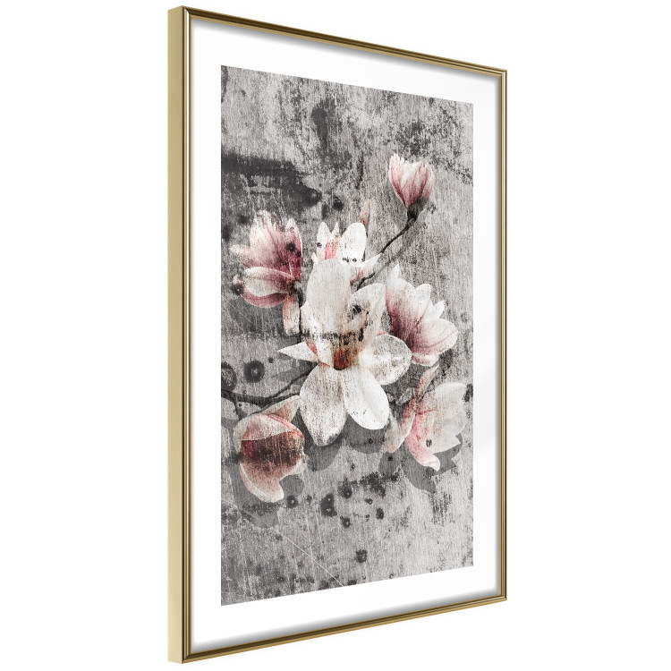 Poster Magnolias - composition with a textured surface with light pink flowers 115201 additionalImage 8
