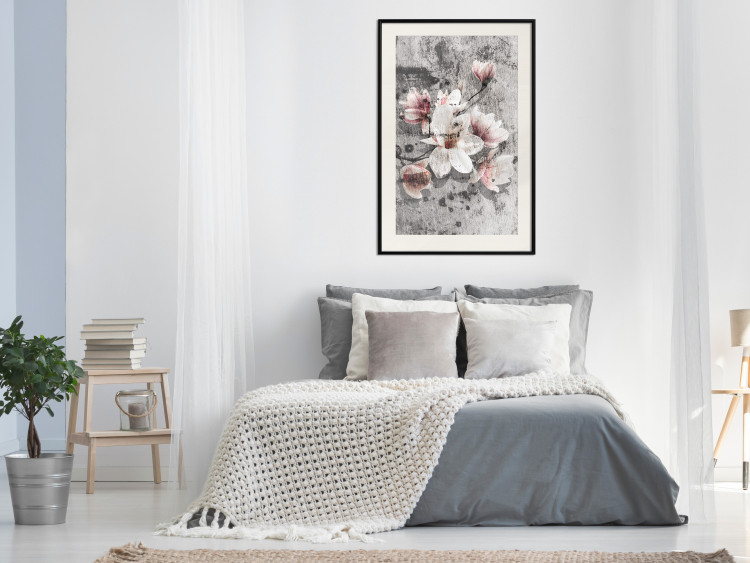Poster Magnolias - composition with a textured surface with light pink flowers 115201 additionalImage 22