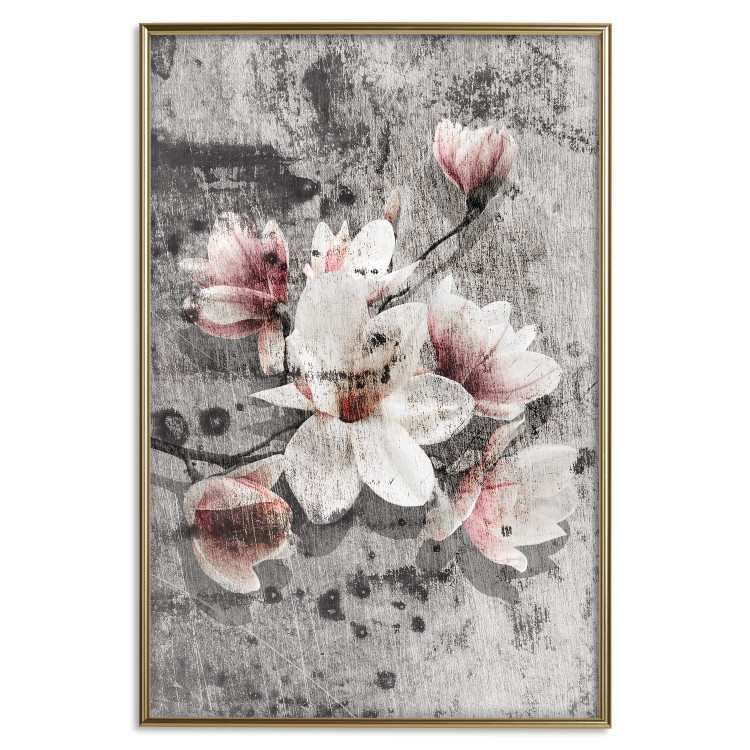 Poster Magnolias - composition with a textured surface with light pink flowers 115201 additionalImage 20