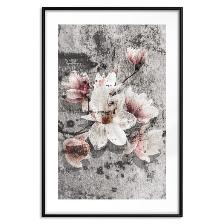 Poster Magnolias - composition with a textured surface with light pink flowers 115201 additionalImage 15