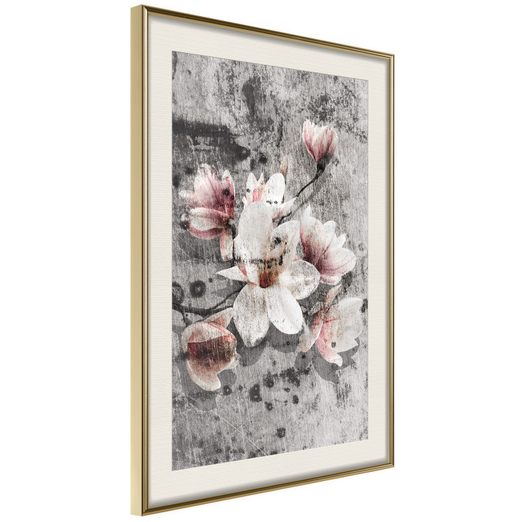 Poster Magnolias - composition with a textured surface with light pink flowers 115201 additionalImage 2