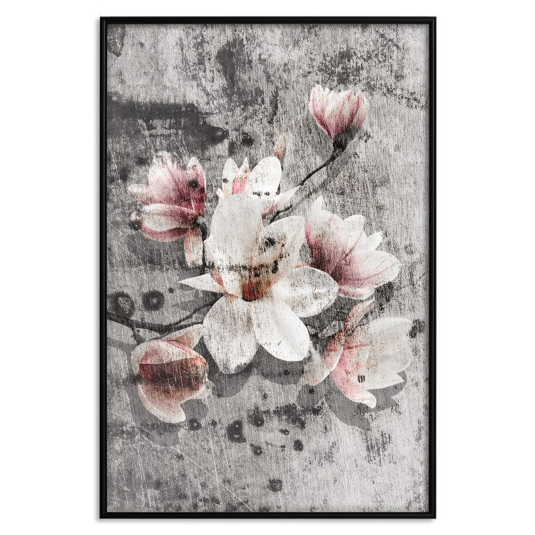 Poster Magnolias - composition with a textured surface with light pink flowers 115201 additionalImage 24