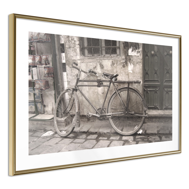 Wall Poster Two-Wheeler - urban scene of a stone street with a vintage-style bicycle 116701 additionalImage 6