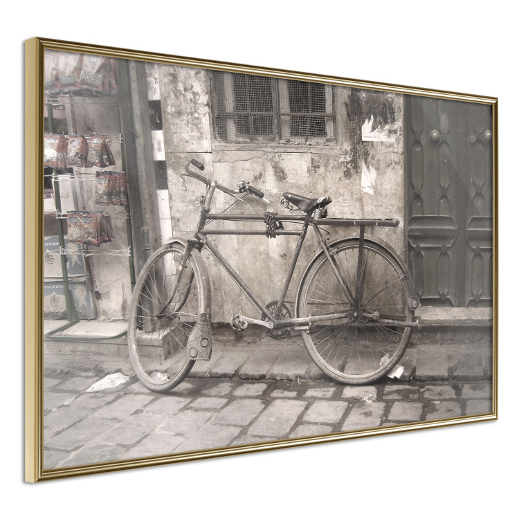 Wall Poster Two-Wheeler - urban scene of a stone street with a vintage-style bicycle 116701 additionalImage 12
