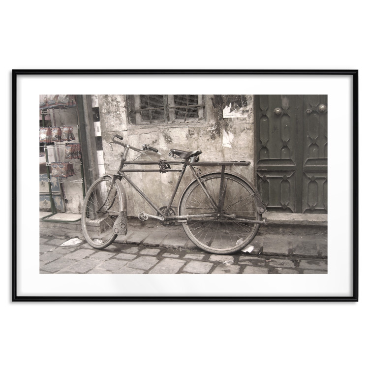 Wall Poster Two-Wheeler - urban scene of a stone street with a vintage-style bicycle 116701 additionalImage 15