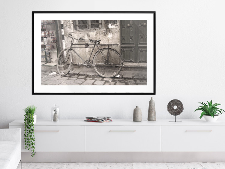 Wall Poster Two-Wheeler - urban scene of a stone street with a vintage-style bicycle 116701 additionalImage 4