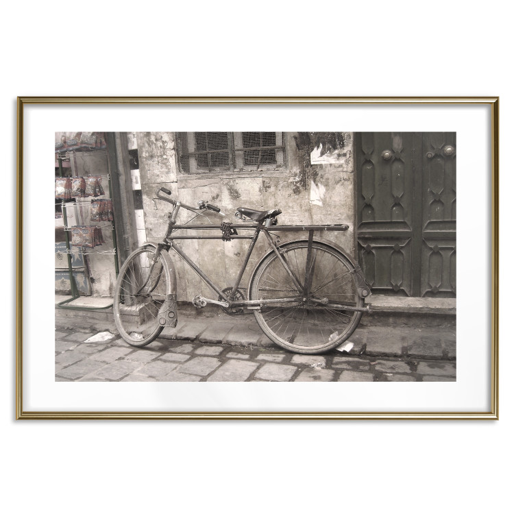 Wall Poster Two-Wheeler - urban scene of a stone street with a vintage-style bicycle 116701 additionalImage 14
