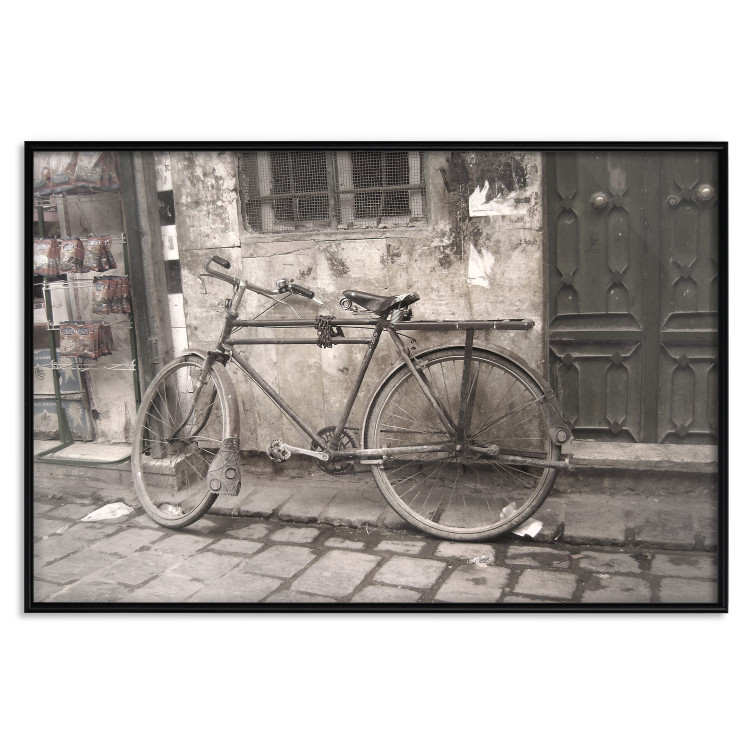 Wall Poster Two-Wheeler - urban scene of a stone street with a vintage-style bicycle 116701 additionalImage 18