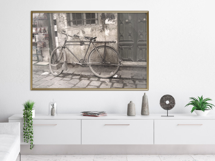 Wall Poster Two-Wheeler - urban scene of a stone street with a vintage-style bicycle 116701 additionalImage 5