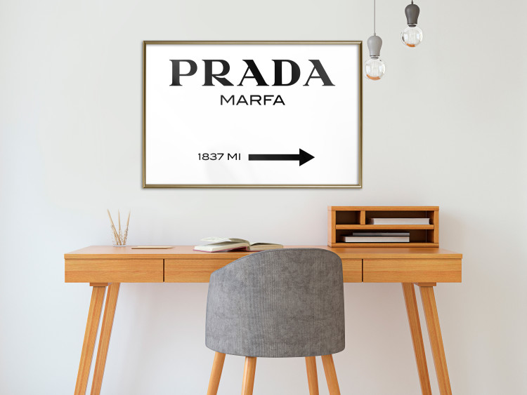 Wall Poster Prada Marfa - black and white simple composition with texts and an arrow 116801 additionalImage 15