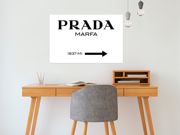 Wall Poster Prada Marfa - black and white simple composition with texts and an arrow 116801 additionalImage 4