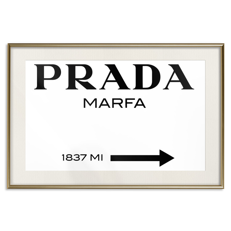 Wall Poster Prada Marfa - black and white simple composition with texts and an arrow 116801 additionalImage 19