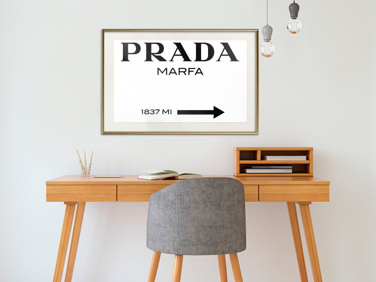 Wall Poster Prada Marfa - black and white simple composition with texts and an arrow 116801 additionalImage 21