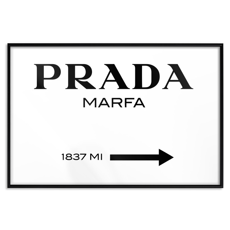 Wall Poster Prada Marfa - black and white simple composition with texts and an arrow 116801 additionalImage 17