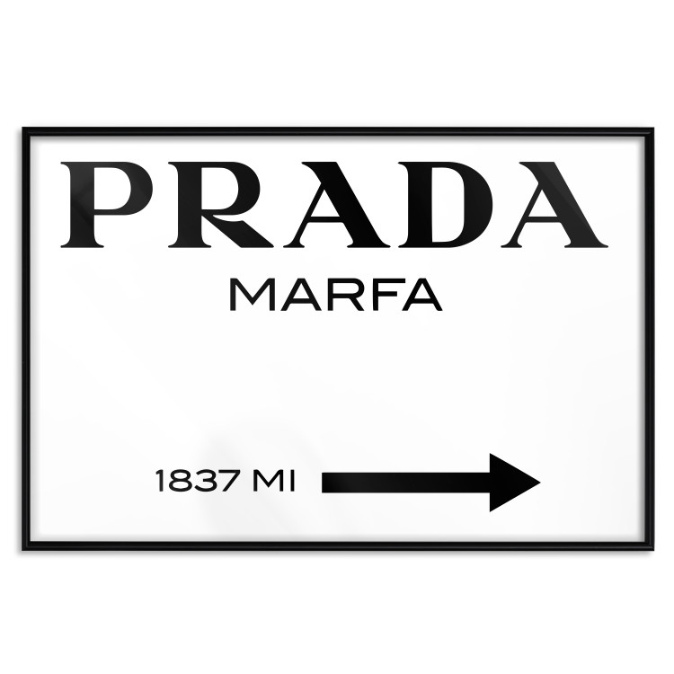 Wall Poster Prada Marfa - black and white simple composition with texts and an arrow 116801 additionalImage 24