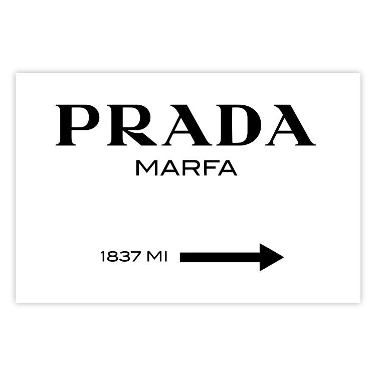 Wall Poster Prada Marfa - black and white simple composition with texts and an arrow 116801 additionalImage 25