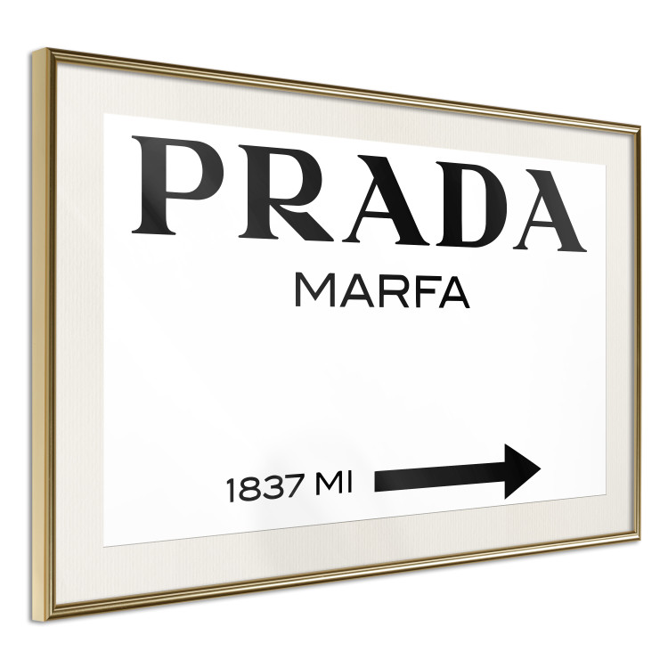 Wall Poster Prada Marfa - black and white simple composition with texts and an arrow 116801 additionalImage 2