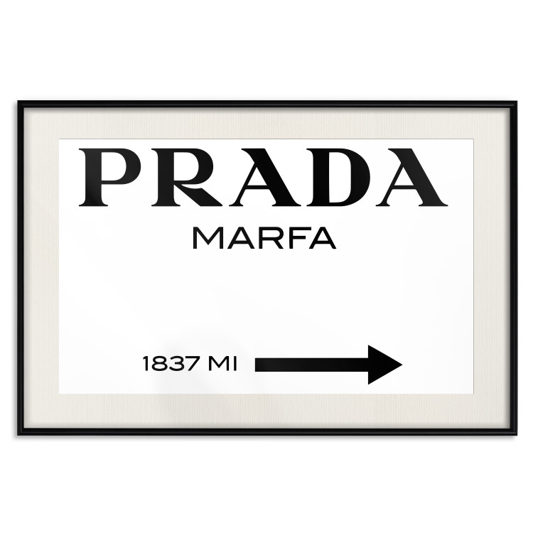 Wall Poster Prada Marfa - black and white simple composition with texts and an arrow 116801 additionalImage 18