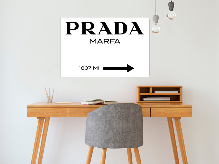 Wall Poster Prada Marfa - black and white simple composition with texts and an arrow 116801 additionalImage 23