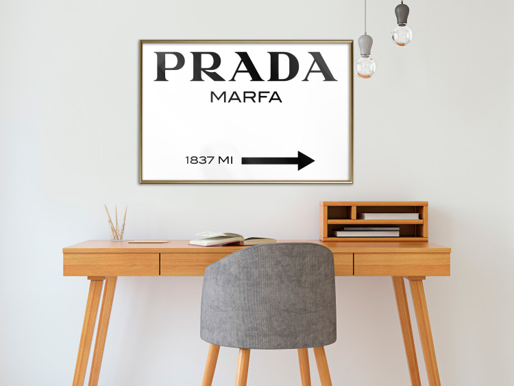 Wall Poster Prada Marfa - black and white simple composition with texts and an arrow 116801 additionalImage 7