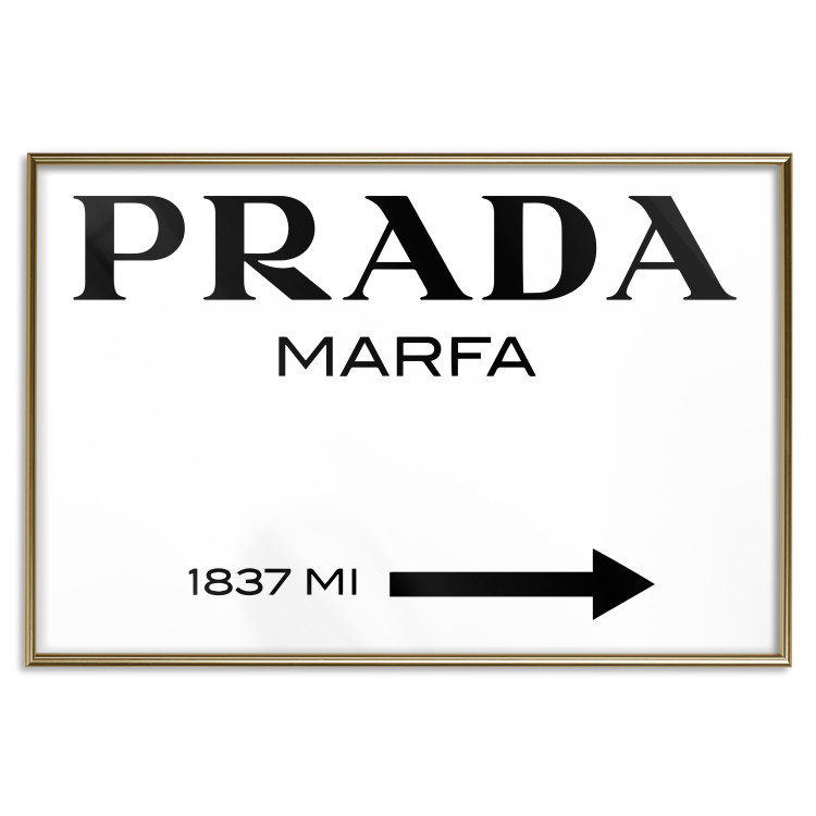 Wall Poster Prada Marfa - black and white simple composition with texts and an arrow 116801 additionalImage 20