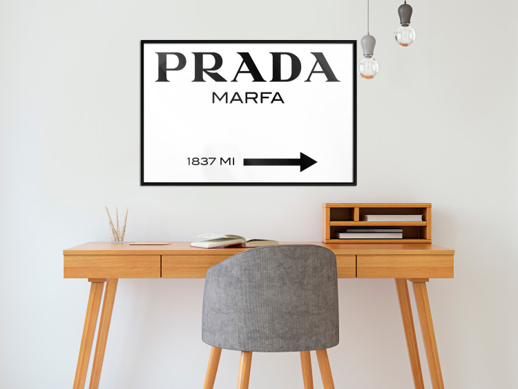 Wall Poster Prada Marfa - black and white simple composition with texts and an arrow 116801 additionalImage 5