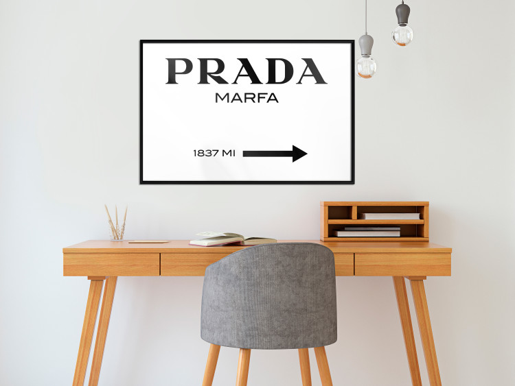 Wall Poster Prada Marfa - black and white simple composition with texts and an arrow 116801 additionalImage 6