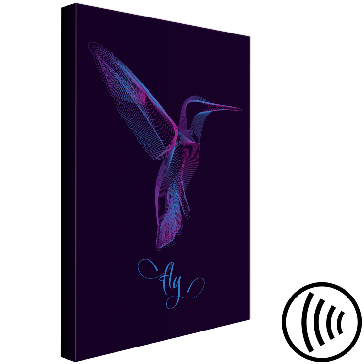 Canvas Print Free Bird (1-part) - Hummingbird with "Fly" Text on Purple Background 117201 additionalImage 6