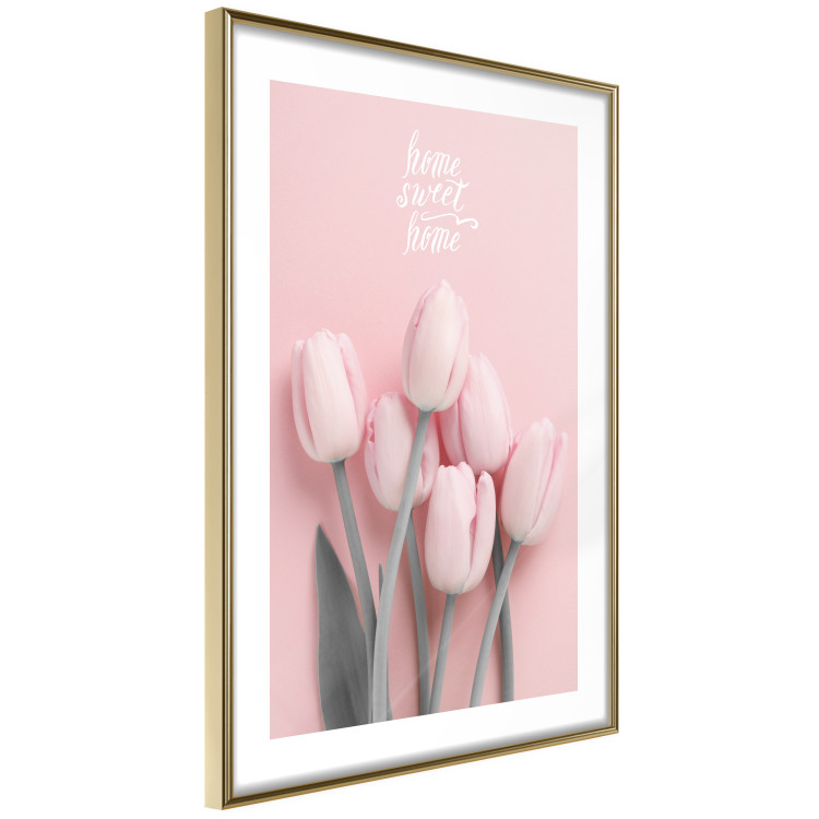Poster Six Tulips - pink spring flowers and inscriptions on a pastel background 117901 additionalImage 6