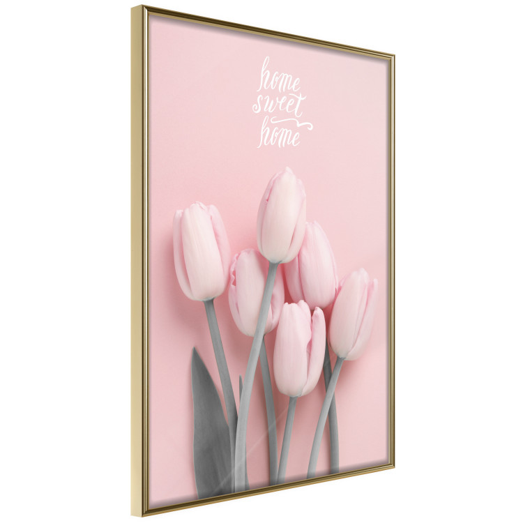 Poster Six Tulips - pink spring flowers and inscriptions on a pastel background 117901 additionalImage 12